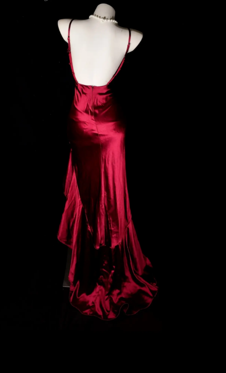 Robe de bal chic bordeaux, robe de soirée longue en satin trapèze DP07696