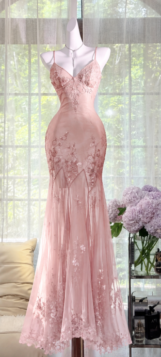 Gorgeous Pink Prom Dress Sheath Chiffon Long Evening Dress DP07778