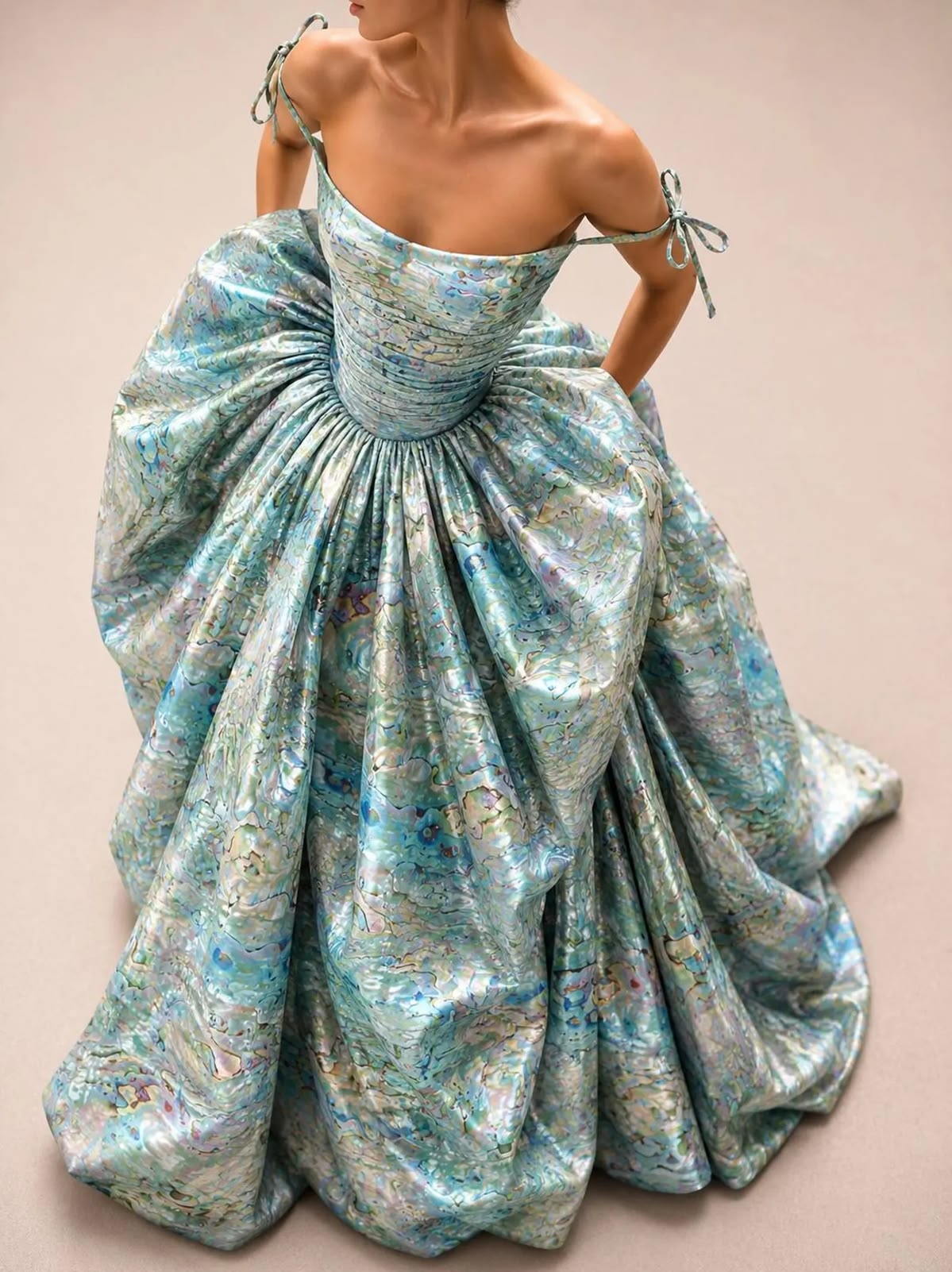 Glam Blue Prom Dress A-Line Satin Long Evening Dress DP07795