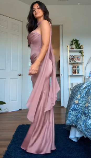 Gorgeous Strapless Sheath Satin Long Evening Dress Pink Prom Dress DP07846