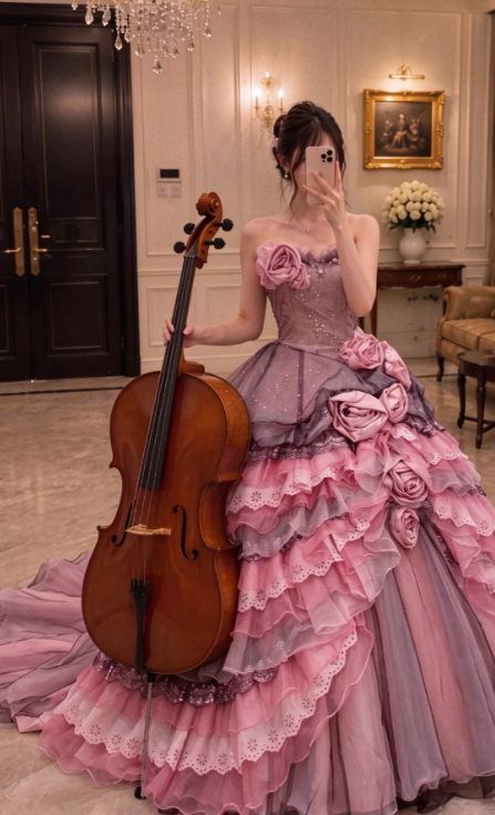 Chic Pink Prom Dress A-line Tulle Long Evening Dress DP07863