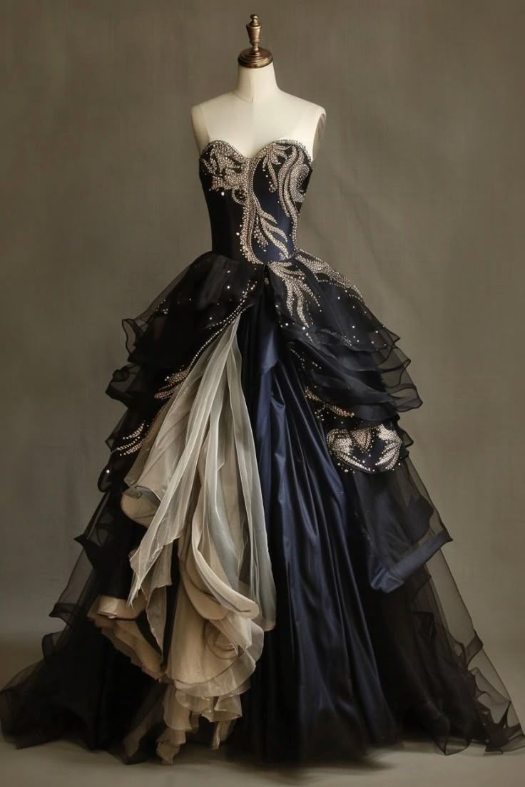 Pretty Navy Blue Prom Dress A-Line Tulle Long Evening Dress DP07910