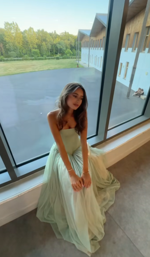 Glam Strapless Green Prom Dress A-Line Chiffon Long Evening Dress DP07964