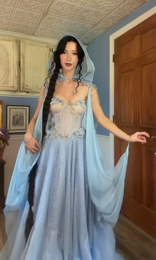 Cute Pale Blue Prom Dress A-Line Mesh Long Evening Dress DP07968
