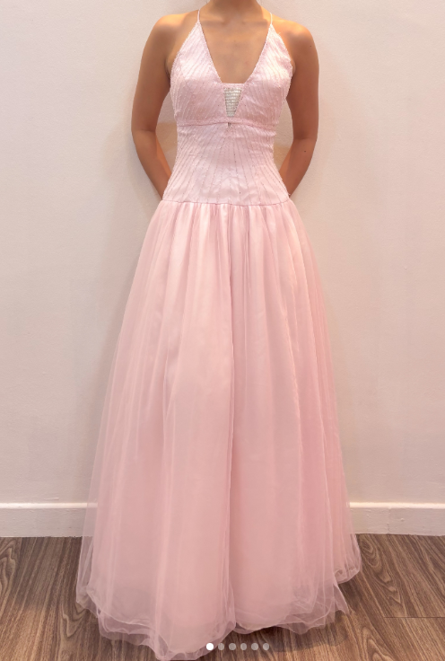 Cute A-Line Tulle Long Evening Dress Pink Prom Dress DP08043