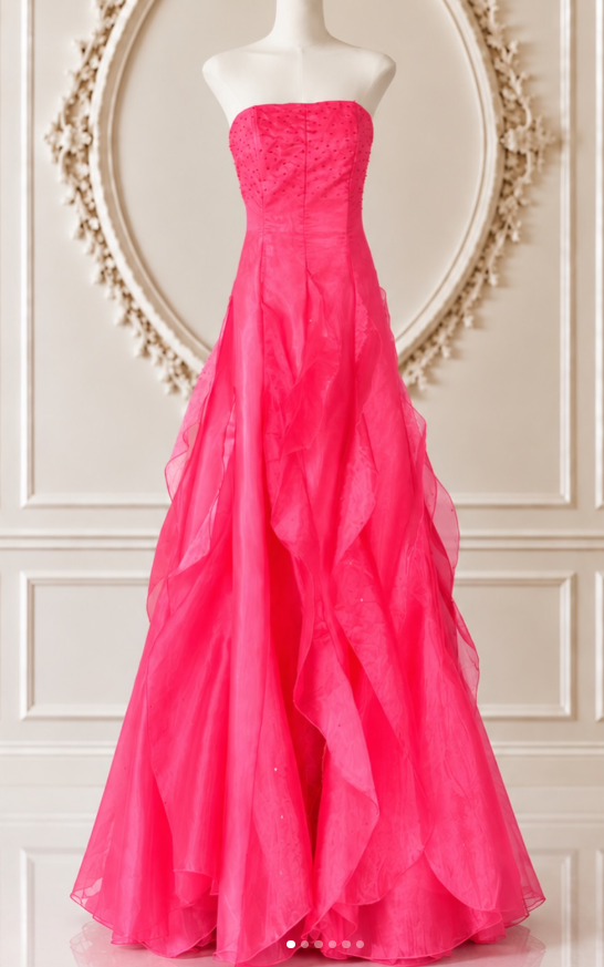 Pretty A-line Tulle Long Evening Dress Hot Pink Prom Dress DP08071