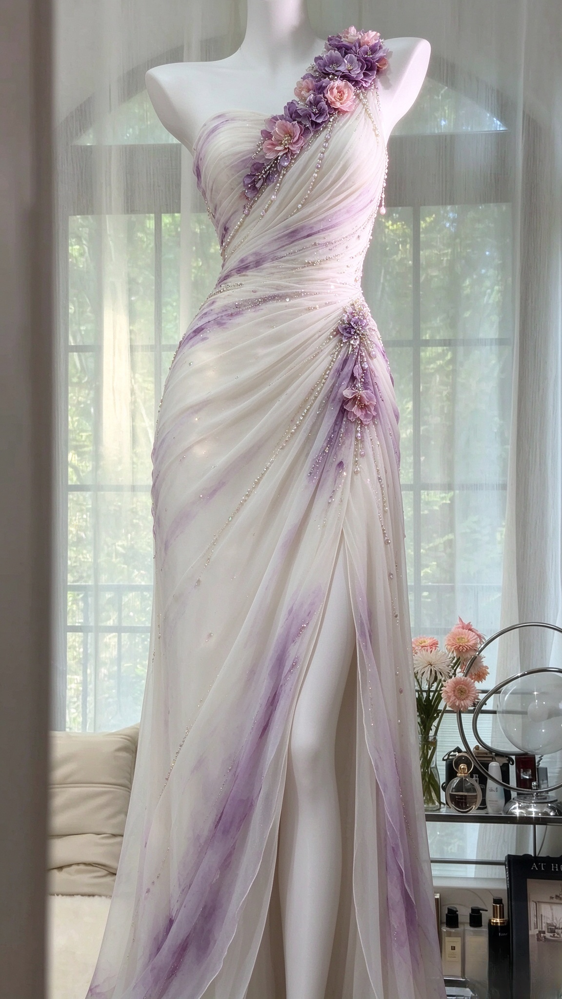Robe de bal blanche vintage fourreau en mousseline robe de soirée longue DP08221