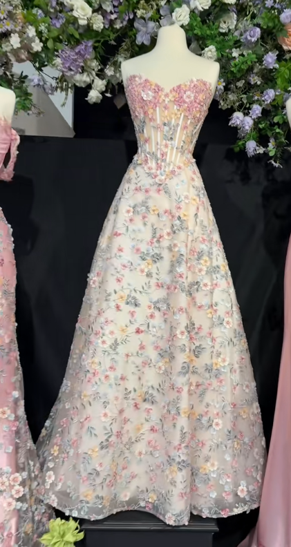 Robe de bal rose vintage coupe trapèze en tulle à appliqués robe de soirée longue DP08225