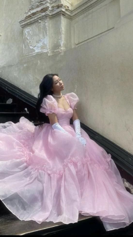 Stunning Ball Gown Sweetheart Pink Long Birthday Dress Party Dress Birthday Outfit DP955
