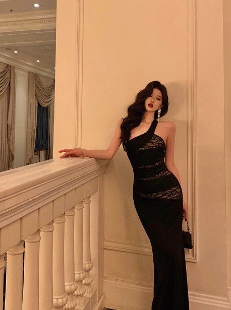 Elegantes Meerjungfrauen-Kleid aus schwarzer Spitze, ärmellos, für den 21. Geburtstag, Partykleid, Geburtstags-Outfits, Geburtstagskleid-Ideen für Frauen, DP1296