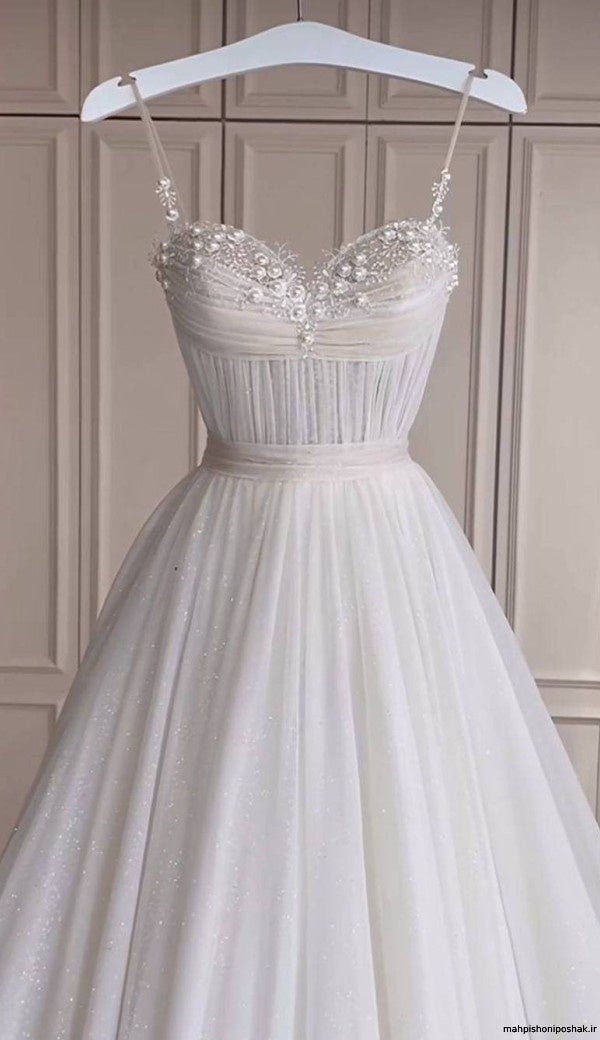 Classic Bridal Gown A Line Spaghetti Straps Tulle White Wedding Dresses Minimalist Bridal Gowns DP1317