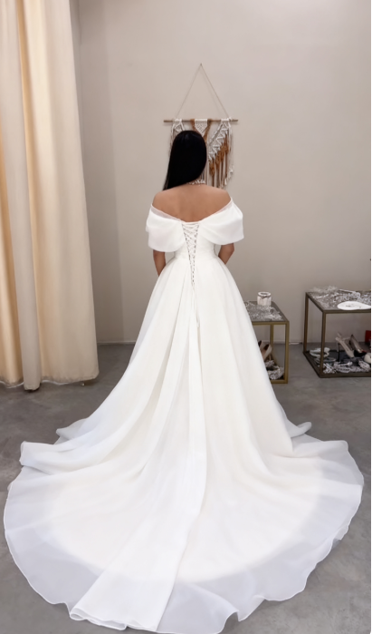 Simple Wedding Dress Ball Gown Off The Shoulder White Long Wedding Dresses Bridal Gowns DP1379