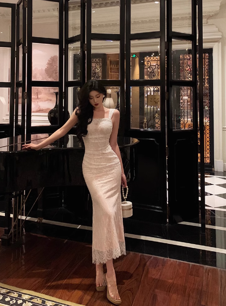 Elegant Mermaid Square White Lace 21st Birthday Dress Party Gown Birth