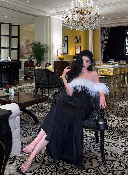 Robe sirène élégante en satin noir à épaules dénudées pour 21e anniversaire, tenue de soirée, idées de robes d'anniversaire pour femmes, DP1448