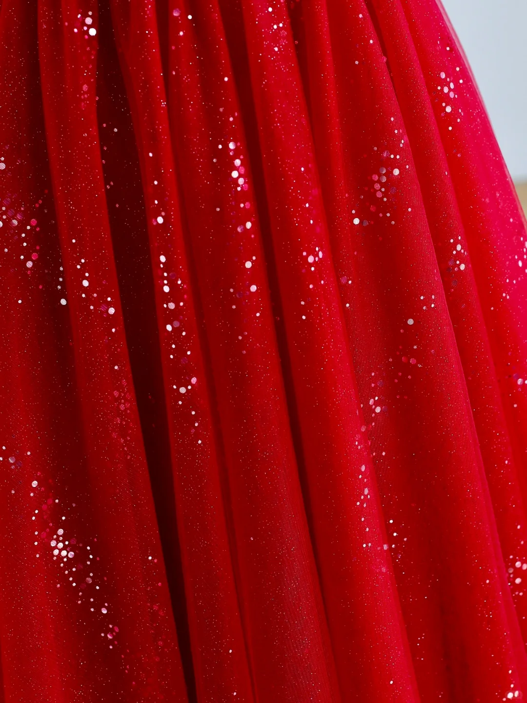 Robe de bal élégante et glamour, décolleté en V, manches courtes, en tulle rouge, robe de soirée longue, DP1521