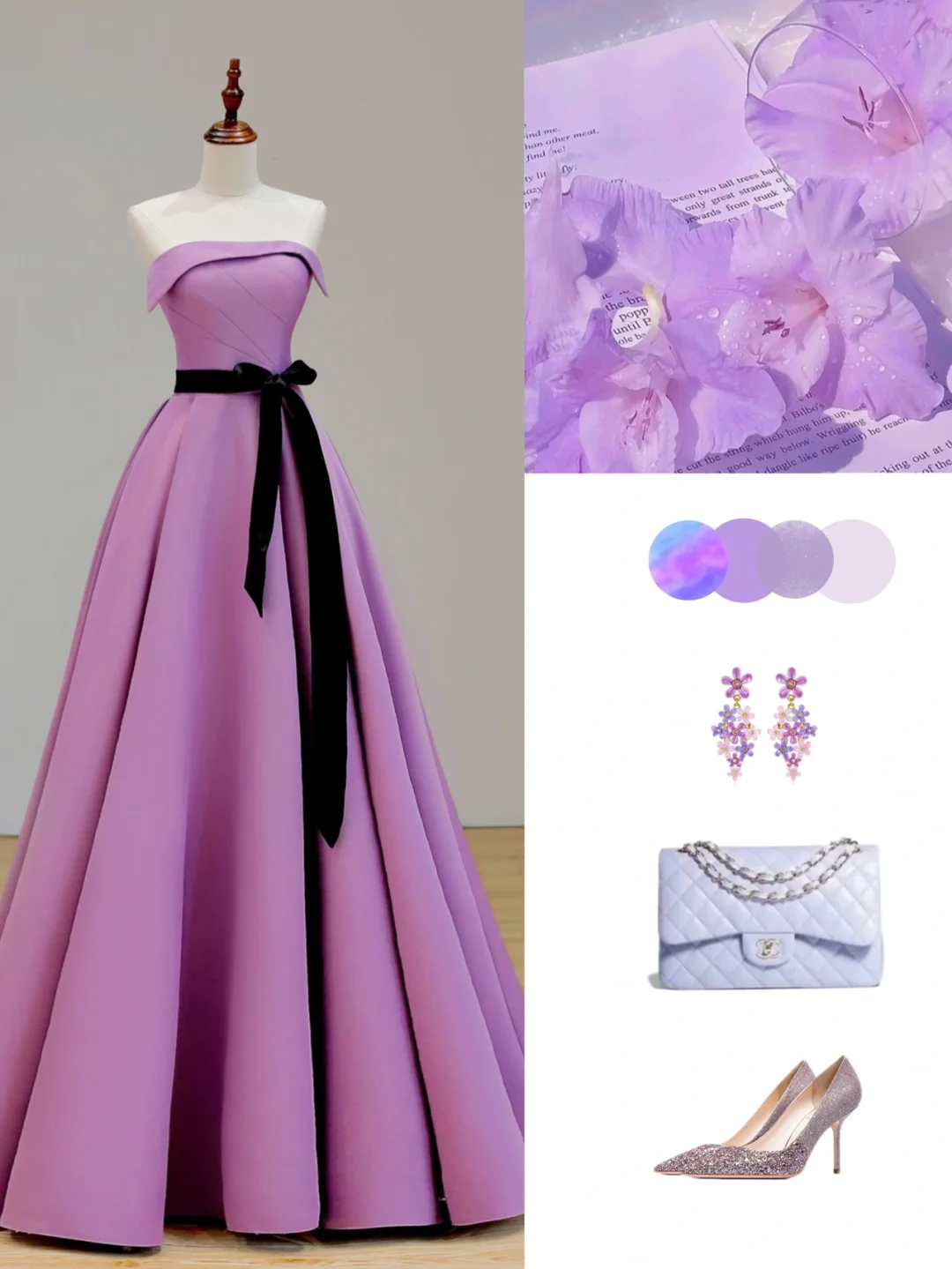Elegant Glamour A Line Strapless Satin Lilac 21st Birthday Dress Party Gown Birthday Outfits Birthday Dress Ideas For Women DP1526
