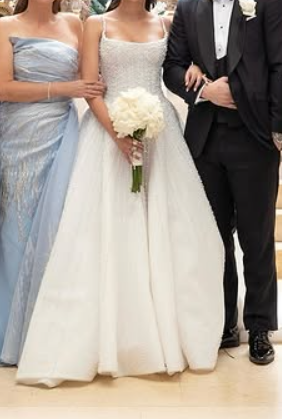 Pretty Wedding Dress Ball Gown Spaghetti Straps Sequin White Wedding Dresses Bridal Gowns DP1597