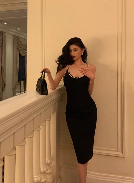 Classy Sheath Spaghetti Straps Knee Length Black Homecoming Dress Cocktail Dress Birthday Dresses DP1626