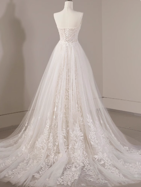 Robe de mariée classique fourreau bustier manches longues dentelle blanche robes de mariée minimalistes DP1648
