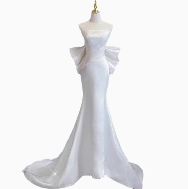 Robe de mariée classique sirène bustier satin blanc robes de mariée minimaliste robes de mariée DP1657
