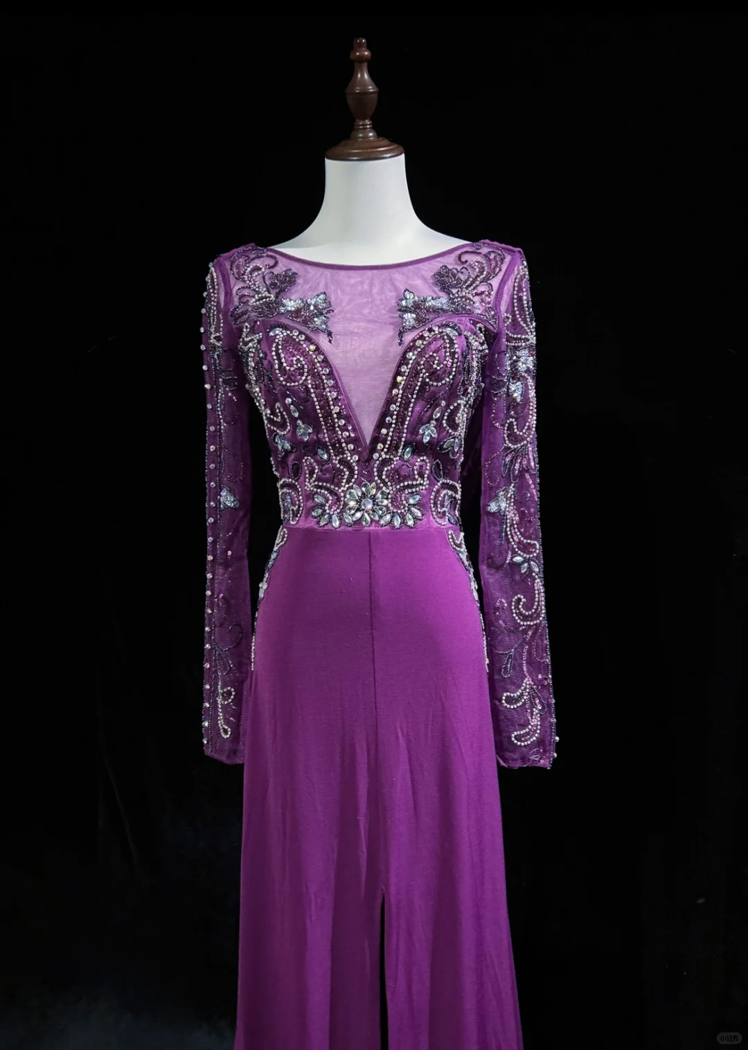 Elegant Glamour A Line Scoop Grape Chiffon Long Prom Dress Party Dress Evening Dresses DP1689