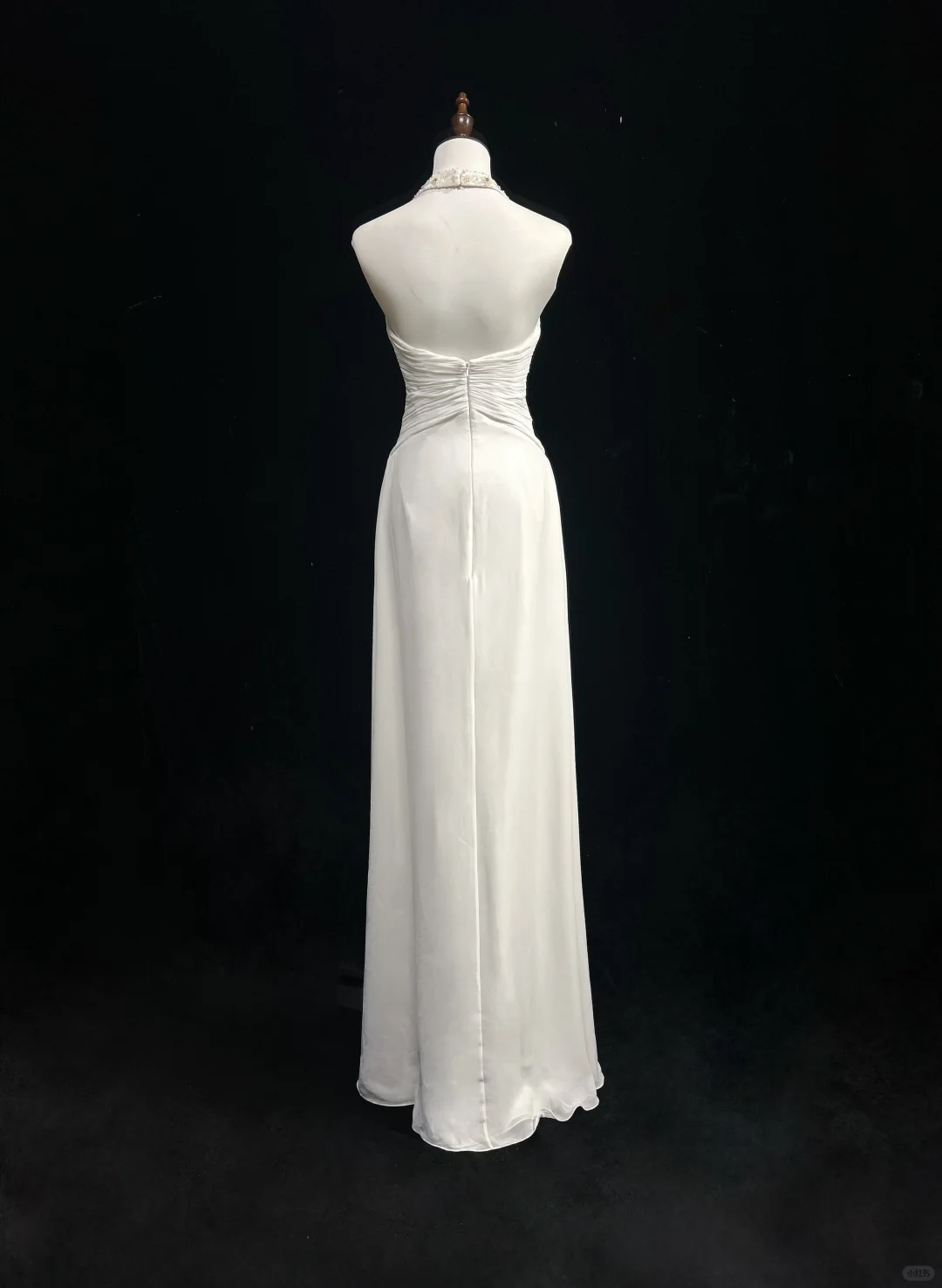Robe de mariée classique, coupe trapèze, col licou, en mousseline blanche, minimaliste, DP1696