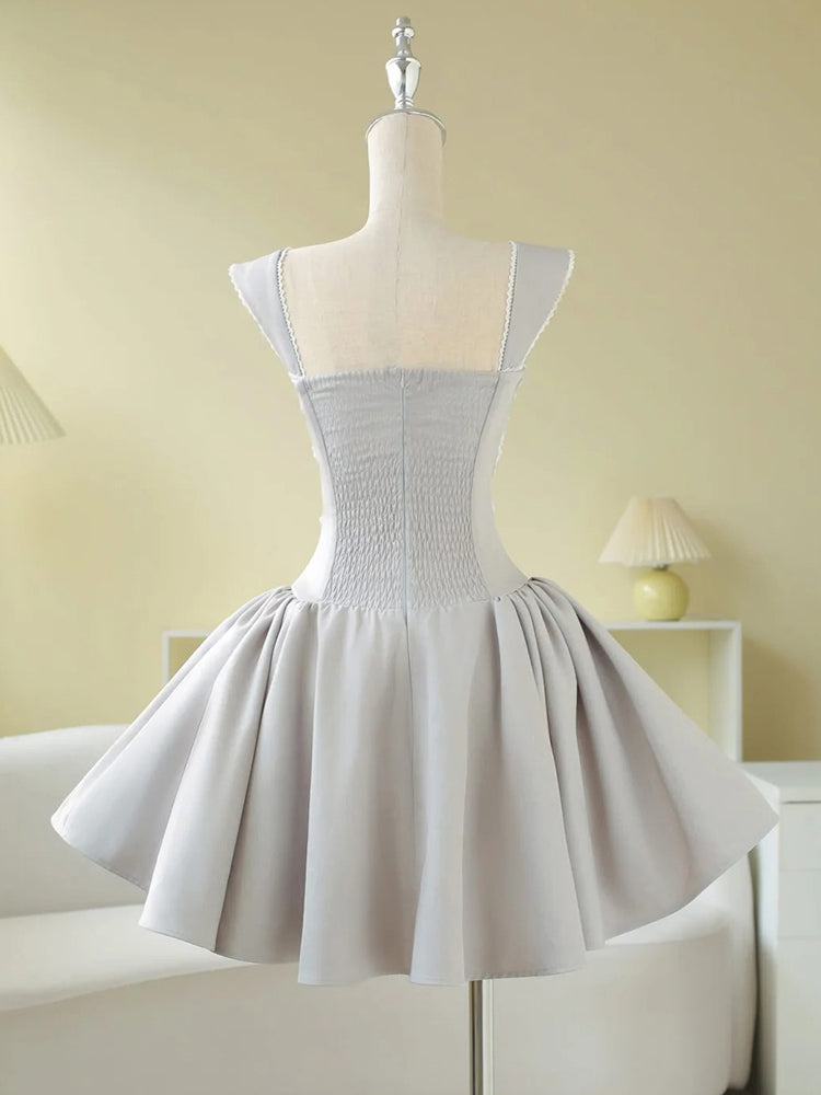 Simple Ball Gown Silver Short Homecoming Dress Summer Hoco Dresses Cocktail Dress DP1767