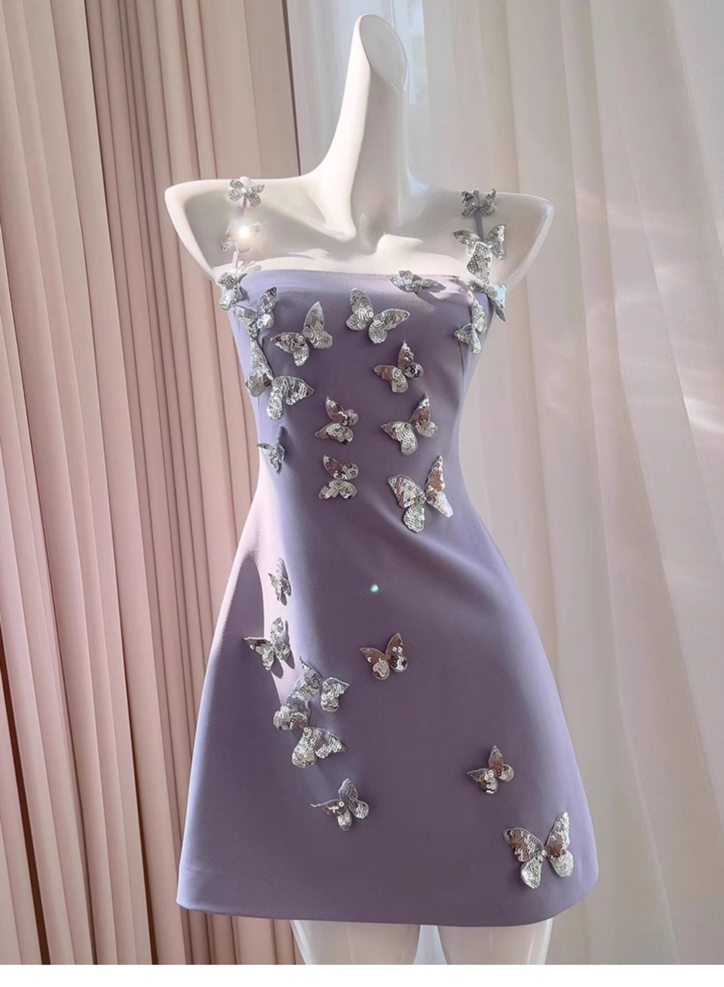 Cute A line Short Homecoming Dress Summer Sequin Butterfly Hoco Dresses Cocktail Dress For Senior Teens DP1778