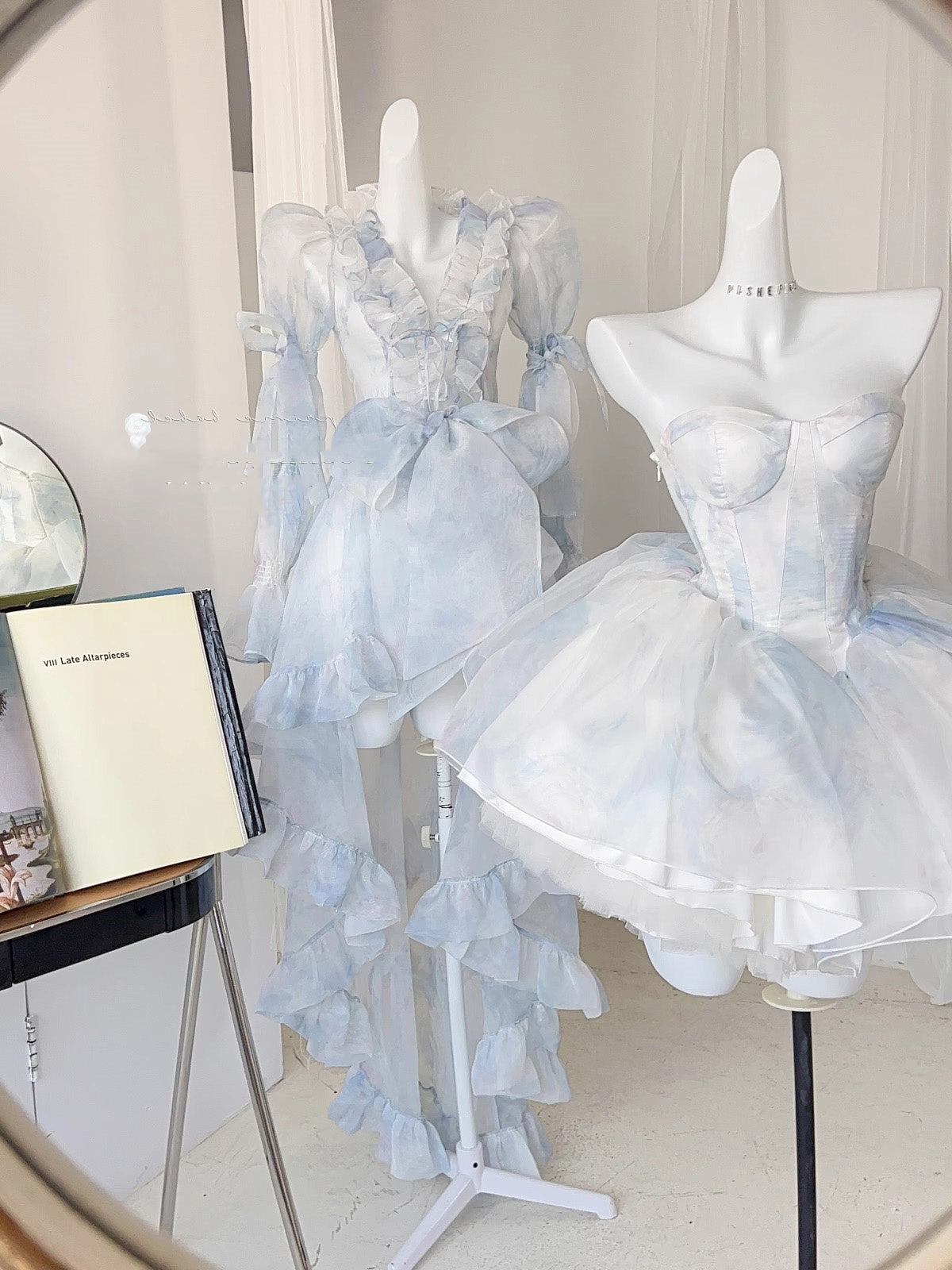 Cute Ball Gown Sweetheart Short Light Sky Blue Homecoming Dress Summer Hoco Dresses Cocktail Dress For Senior Teens D1783