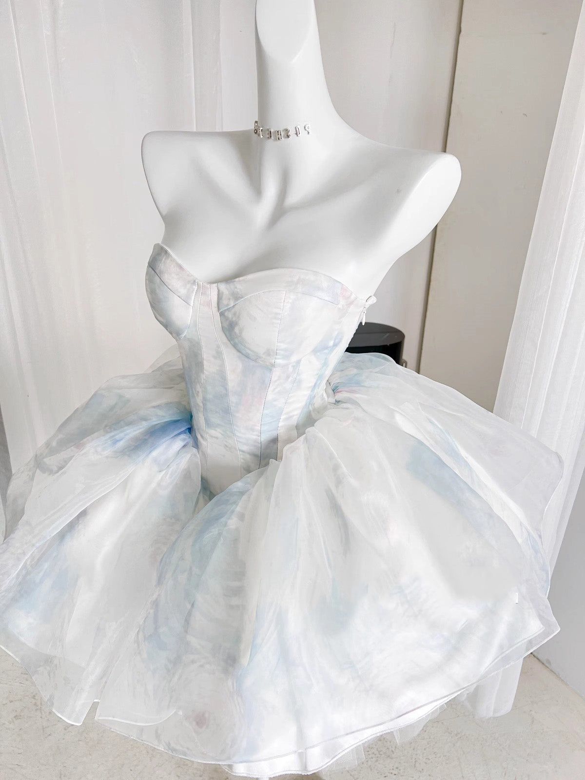 Cute Ball Gown Short Light Sky Blue Homecoming Dress Summer Hoco Dresses Cocktail Dress For Senior Teens DP1783