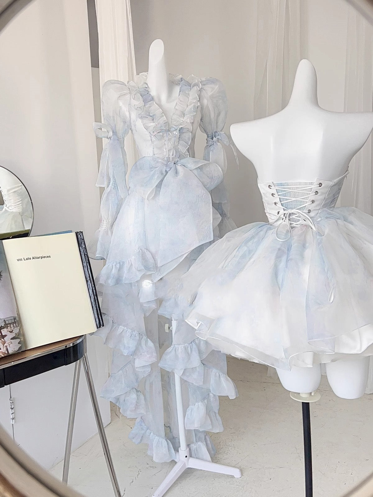 Cute Ball Gown Sweetheart Short Light Sky Blue Homecoming Dress Summer Hoco Dresses Cocktail Dress For Senior Teens D1783