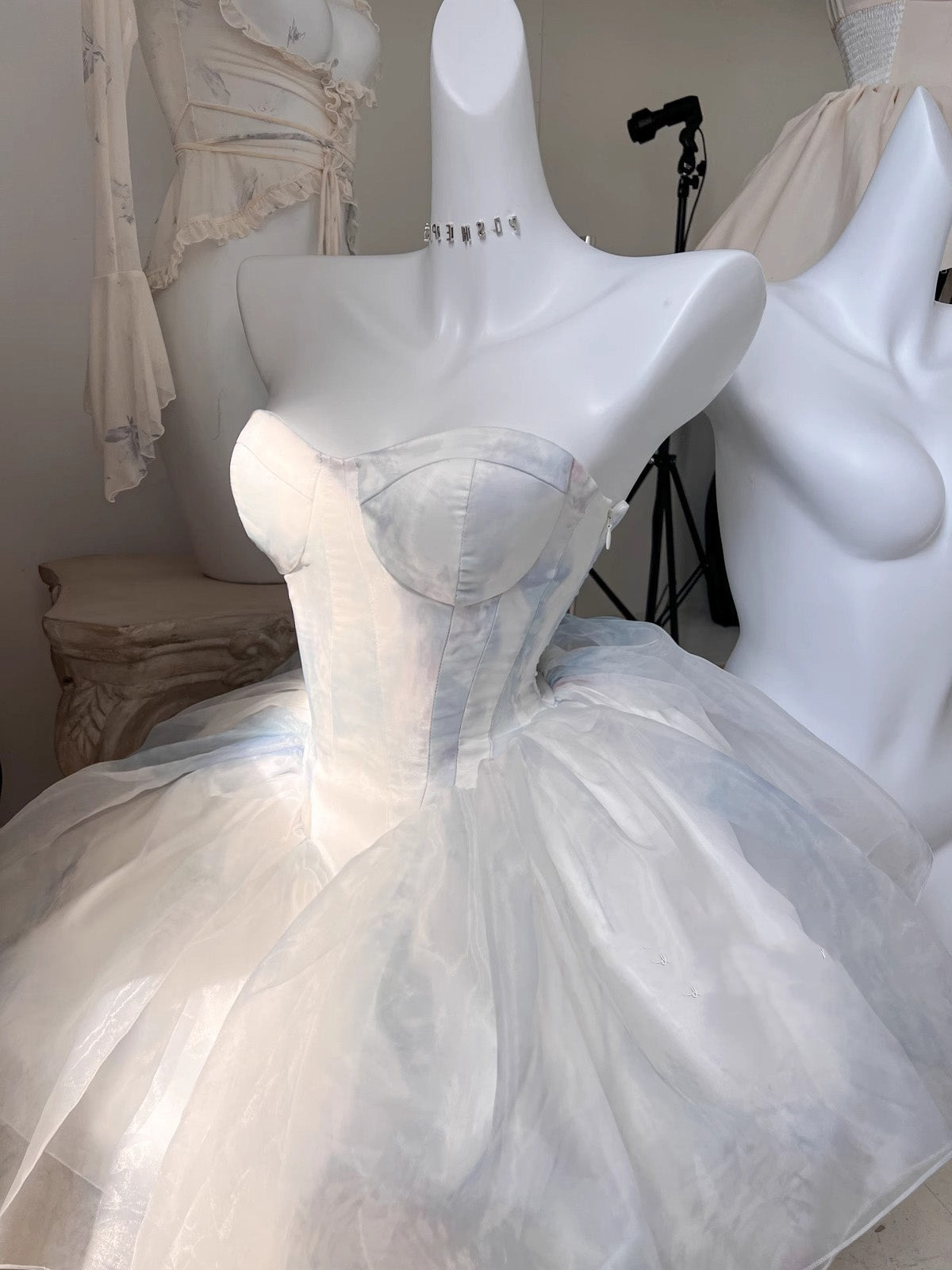 Cute Ball Gown Short Light Sky Blue Homecoming Dress Summer Hoco Dresses Cocktail Dress For Senior Teens DP1783