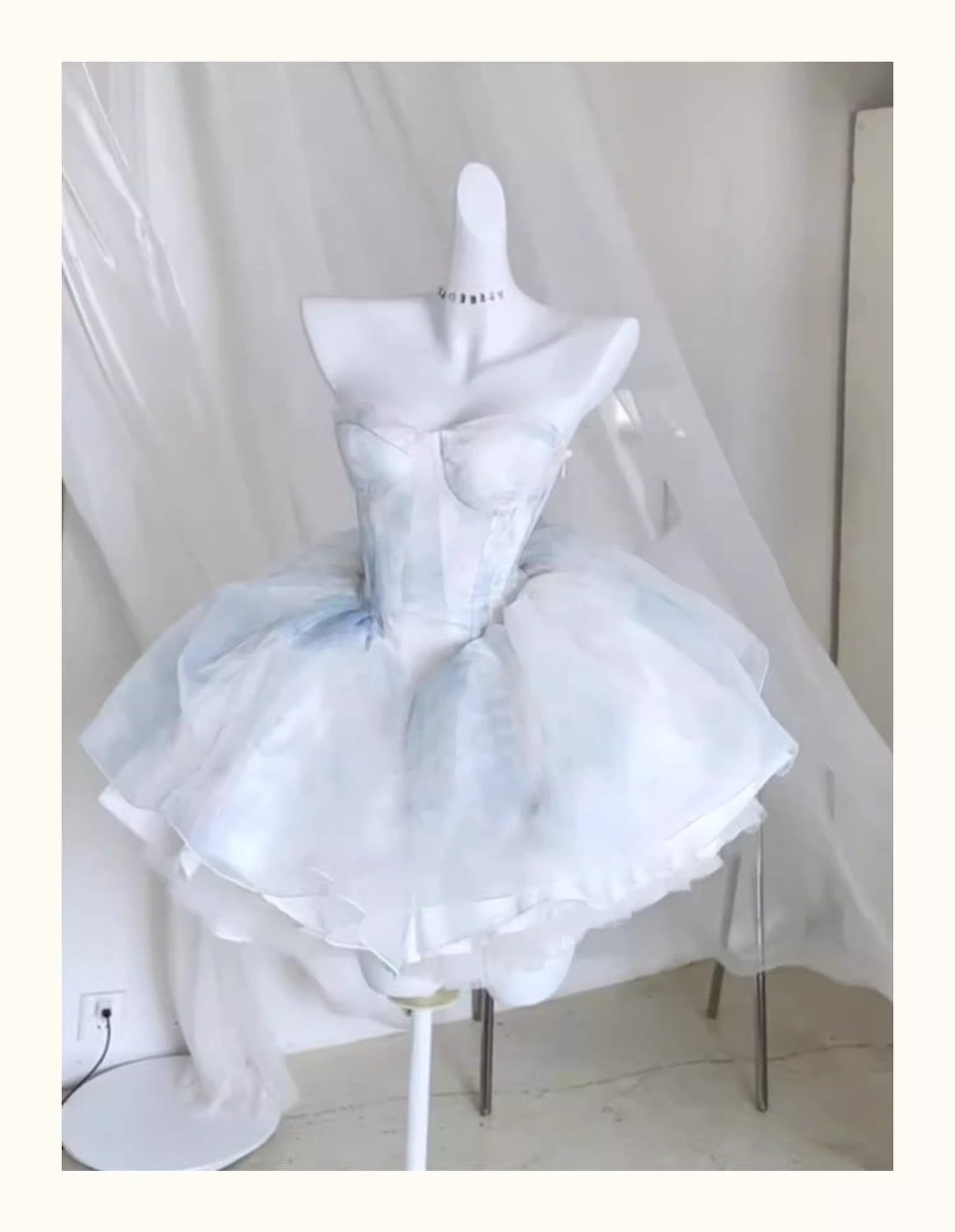 Pretty Ball Gown Short Light Sky Blue Homecoming Dress Summer Hoco Dresses Cocktail Dress For Senior Teens DP1785