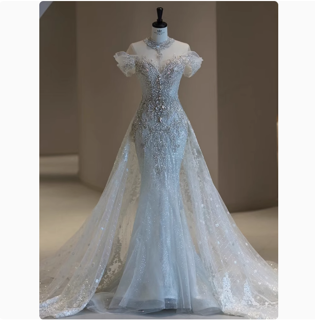 Dreamy Wedding Dress Mermaid Off The Shoulder Sequin Wedding Dresses Bridal Gowns DP1797