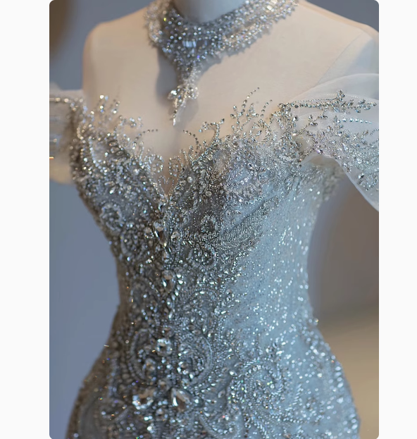 Dreamy Wedding Dress Mermaid Off The Shoulder Sequin Wedding Dresses Bridal Gowns DP1797