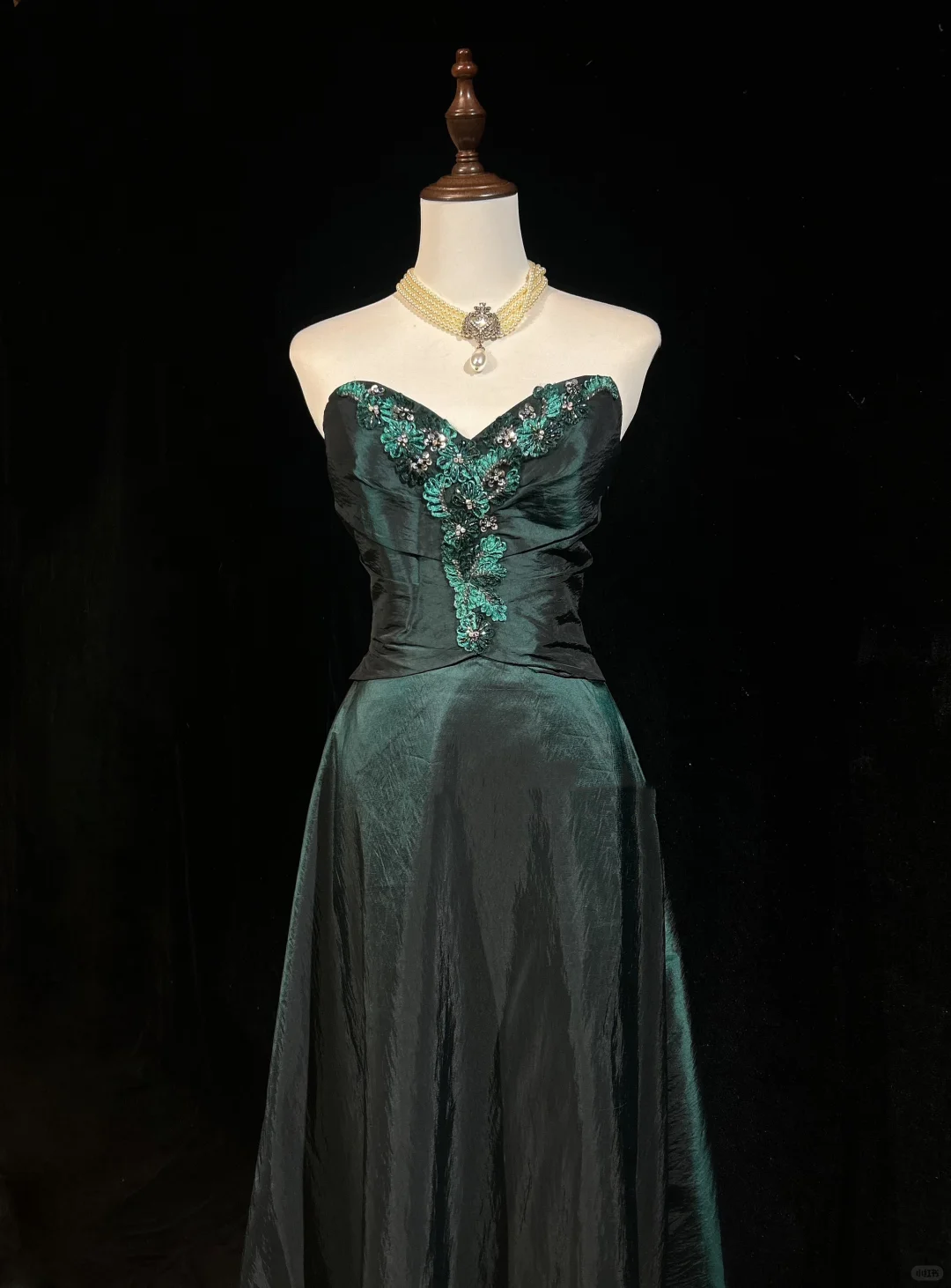 Vintage A line Sweetheart Green Long Prom Dress Party Dress Graduation Dresses Birthday Outfits DP1834