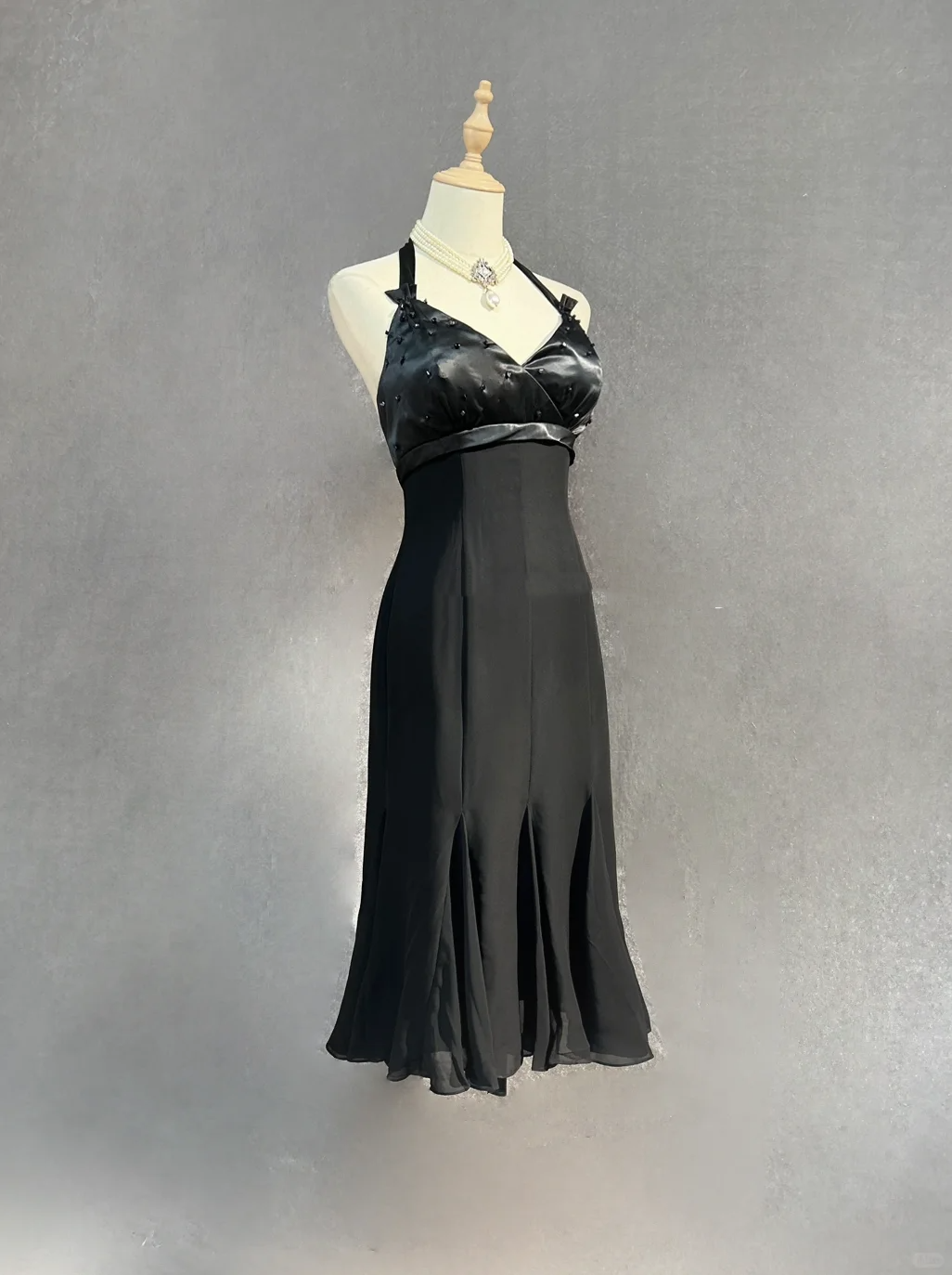Classy A line Halter Chiffon Black Homecoming Dress Summer Hoco Dresses Cocktail Dress DP1837