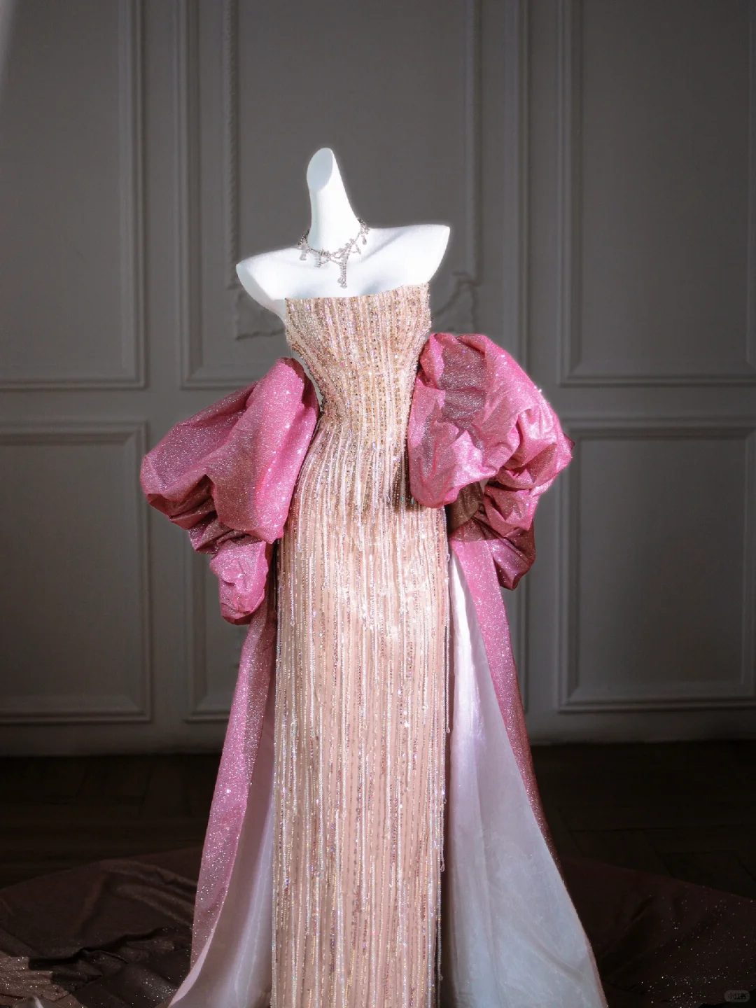 Pretty Mermaid Strapless Sequin Beads Champagne Long Prom Dress Party Dress Graduation Dresses With Cape DP2003