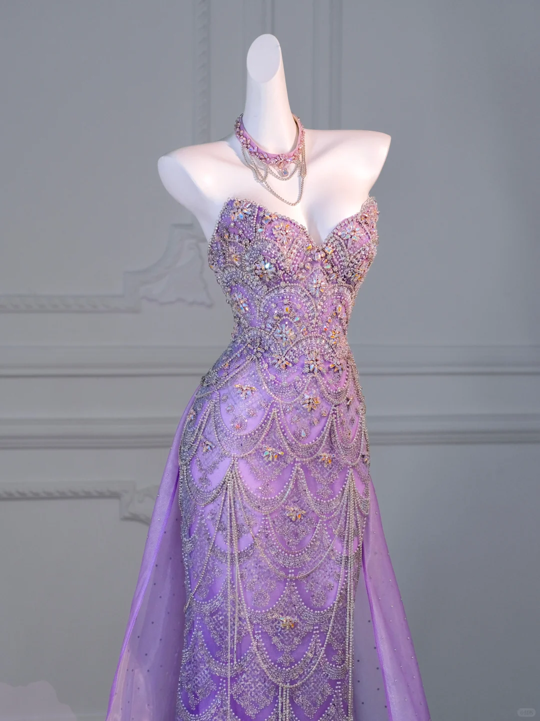 Gorgeous Mermaid Sweetheart Lilac Slit Sequin Long Prom Dress Party Dress Graduation Dresses With Cape DP1984