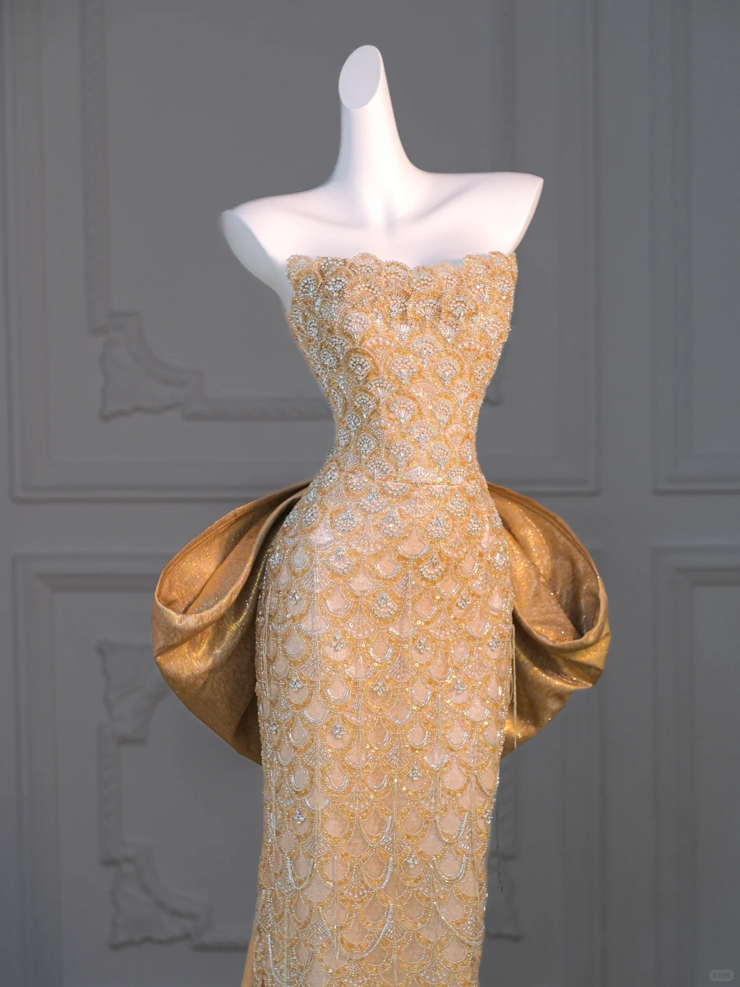 Gorgeous Mermaid Sweetheart Gold Sequin Long Prom Dress Party Dress Graduation Dresses With Bow-knot DP1985