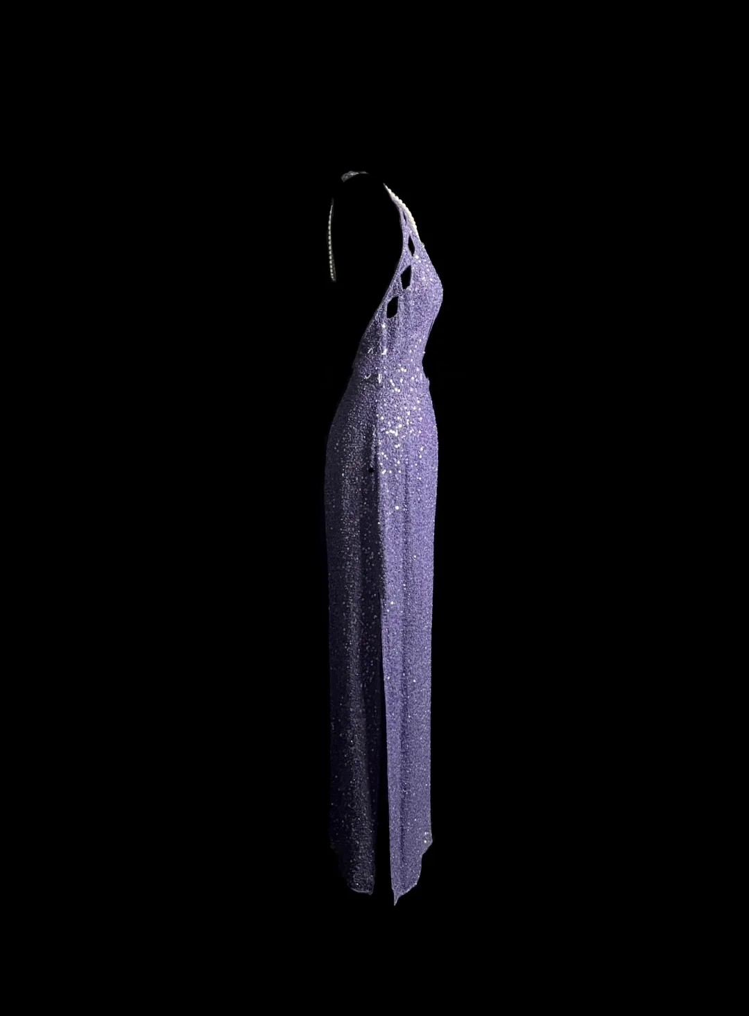Vintage Mermaid Halter Sequin Lilac Backless Long Prom Dress Party Dress Graduation Dresses DP2043
