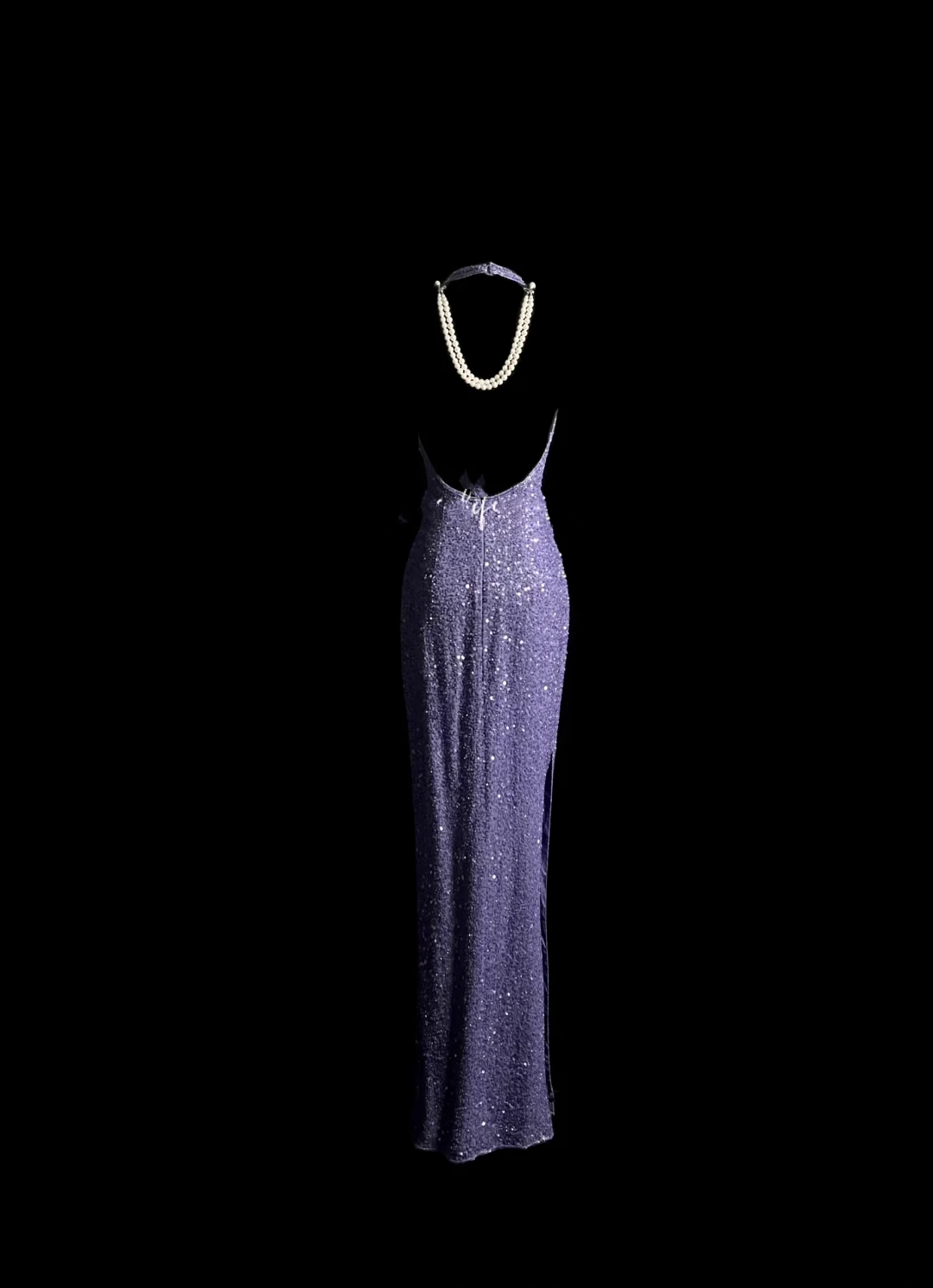Vintage Mermaid Halter Sequin Lilac Backless Long Prom Dress Party Dress Graduation Dresses DP2043