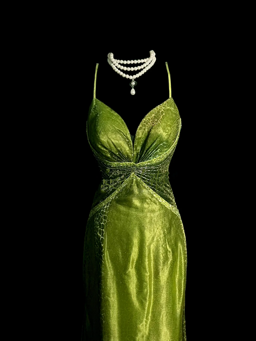 Vintage Mermaid Spaghetti Straps Green Backless Sequin Long Prom Dress Party Dress Graduation Dresses DP2054