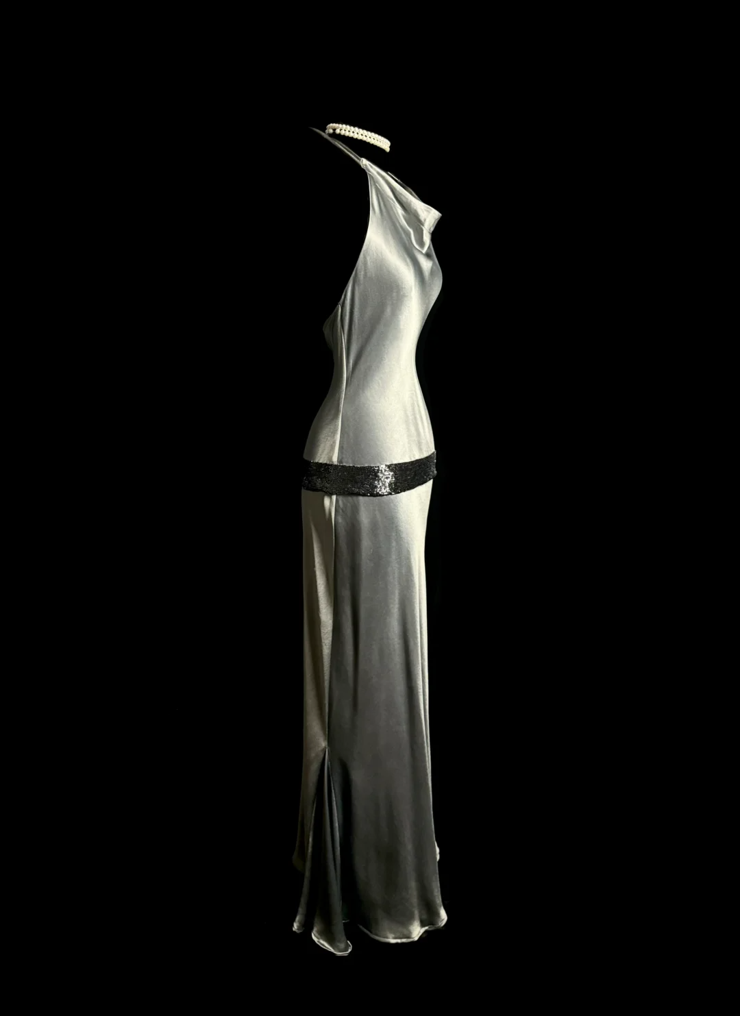 Vintage Sheath Halter Gray Long Prom Dress Party Dress Graduation Dresses DP2064