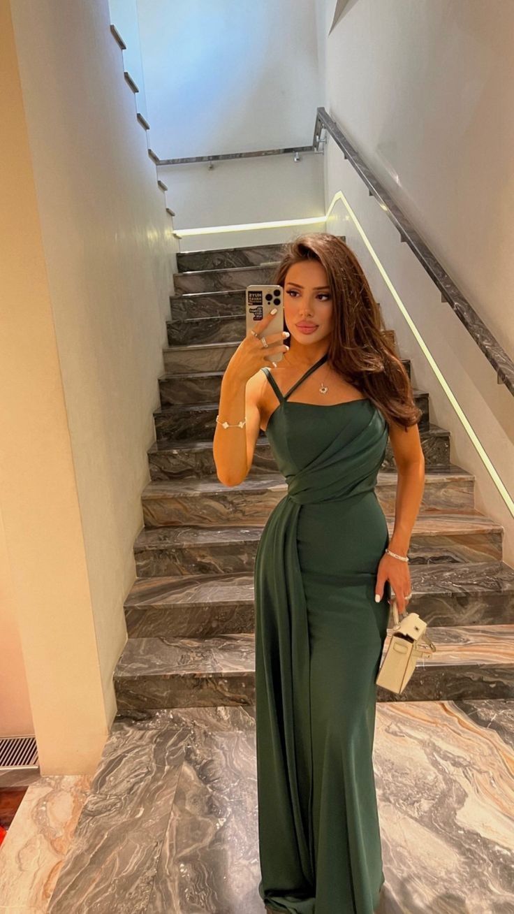 Pretty Sheath Straps Dark Green Satin Party Dresses Formal Summer Wedding Guest Dresses Wedding Guest Outfits DP2115