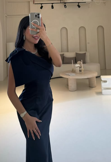 Pretty Mermaid One Shoulder Navy Blue Satin Party Dresses Formal Summer Wedding Guest Dresses Wedding Guest Outfits DP2128