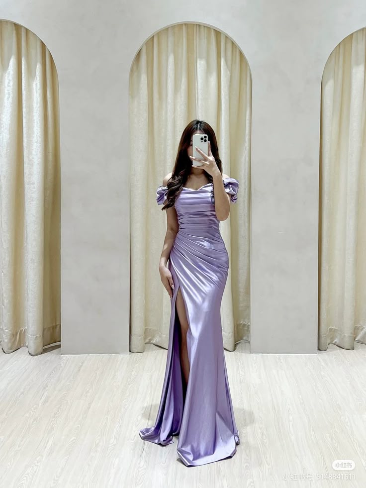 Wunderschöne Meerjungfrau Off The Shoulder Lila Party Ballkleider Formale Sommer Hochzeitsgastkleider Hochzeitsgast-Outfits DP2132