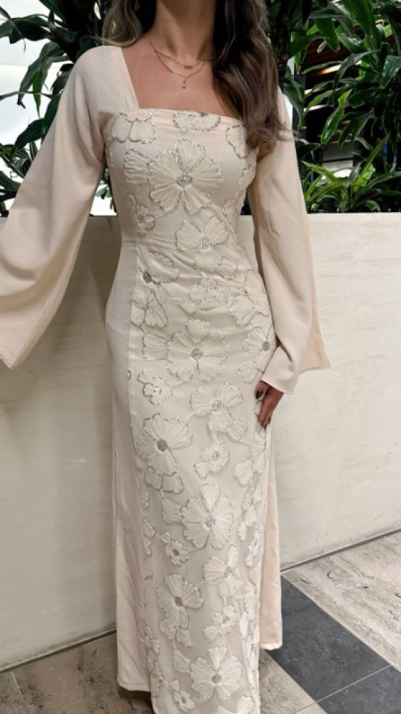 Elegantes Etuikleid mit quadratischem Ausschnitt und langem Ballkleid, formelles Sommerkleid für Hochzeitsgäste, Outfit für Hochzeitsgäste, DP2236