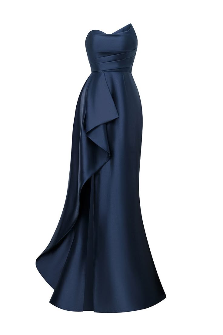 Robe de bal élégante en satin bleu marine, style sirène, décolleté en cœur, tenue d'invitée de mariage d'été, DP2246