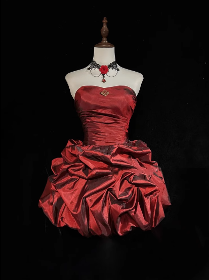 Robe de cocktail courte en taffetas, coupe trapèze, sans bretelles, élégante, robe de soirée Hoco DP2280